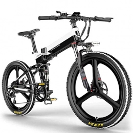 electric bicycle vélo Vélo Pliant de 26", Batterie au Lithium 400W 48V 10AH vélo de Montagne en Alliage d'aluminium, vélo électrique avec Transmission Professionnelle Shimano à 7 Vitesses, Noir