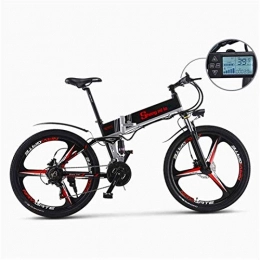 WJSWD vélo Vélo électrique de neige rapide pour adultes 66 cm 350 W pliable VTT avec alliage d'aluminium super léger 6 rayons Roue intégrée Premium Full Suspension 21 vitesses