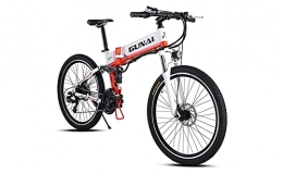 GUNAI Vélo de montagne électrique pliant Vélo électrique GUNAI, vélo de Montagne électrique Pliant de 26" / vélo de Route avec Moteur 500W, Batterie 48V 12.8AH, système de Transmission Shimano 21 Vitesses (Blanc Orange
