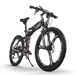 cysum Vélo de montagne électrique pliant Vélo électrique vélo de Montagne électrique 36v 12.8ah Batterie au Lithium Shimano 21 Vitesses Pliant 26 ''ebike vélo de Ville (Black Gray)