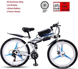 HCMNME vélo Vélos électriques pour adultes Électrique vélo pliant, 36V350W super moteur puissant, 50-90Km Endurance, Temps de charge 3-5 heures, 26 pouces, 21 vitesses VTT, Convient for les hommes et les femmes à
