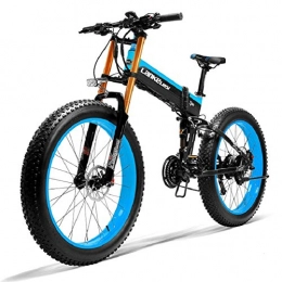 WM 400w Moteur vélo électrique 26x4.0 Pouces Gros Pneu vélo électrique Tout-Terrain Pliable 48v10ah5 Gear Power Mountain Bike,Bleu