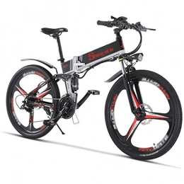 XBSLJ Vélo de montagne électrique pliant XBSLJ Vélo Électrique Pliable, Mountain Ebike Smart Folding Double Disc Brake City Bike Lightweight 21 Transmission 26 Pouces 350W pour Adultes-Noir