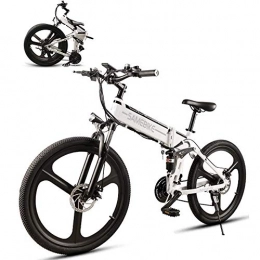 YRXWAN 26"vélo électrique 21 Vitesses 10AH 48V 350W vélo électrique VTT Moteur Pliable,Blanc,350W