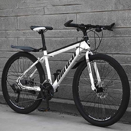 MEVIDA vélo 24 Pouces Hommes's Hardtail VTT, 21-la Vitesse Vélo à Engrenages avec Freins à Double Disque & Suspension De Fourche Gros Vélo De Pneu Vélo Sport-Blanc 24 inch