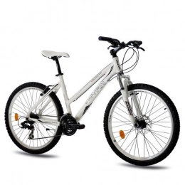  Vélo de montagnes 26 KCP VTT en aluminium vélo vélo tovian Femme 21 vitesses Shimano Blanc – 66, 0 cm (26 pouces)