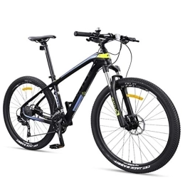 DJYD vélo 27, 5 pouces for adultes Mountain Bikes, ultra-léger en fibre de carbone Cadre Mountain Trail Bike, double frein à disque Hommes Femmes Hardtail Vélo de montagne, Jaune, 27 Vitesse FDWFN