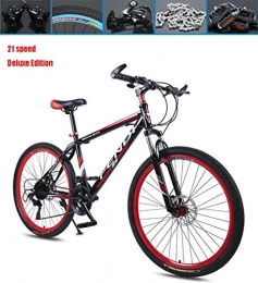 AISHFP vélo AISHFP 26 Pouces VTT Adulte, Double Disque de Frein Vélos Cruiser, Plage Motoneige Vélo, Double Couche en Alliage d'aluminium, 21 Vitesses, Rouge, Deluxe Edition