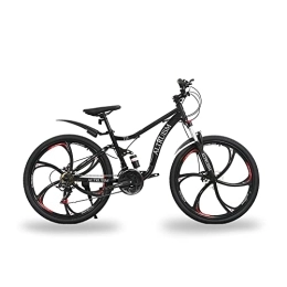 Altruism vélo ALTRUISM Vélo de montagne - Vélo avant et arrière - Freins à double disque Shimano 21 vitesses - Cadre en acier au carbone - Double suspension à 6 rayons - Roue de coupe - VTT (noir)