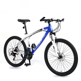 AZXV Vélo de montagnes AZXV 21 Vitesses de vélo en Acier à Haute teneur en Acier à vélo de Montagne Mécanique à Double Disque à Disque antiadhésifs Absorbant Le vélo Vélo MTB, 26 Pouces Roues, White Blue