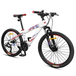 BCX Vélo de montagnes BCX Vélos de montagne pour garçons, vélos de montagne avec double frein à disque, suspension avant, cadre en aluminium, vélo de montagne tout terrain, blanc, 24 pouces 27 vitesses
