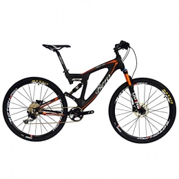 BEIOU Vélo de montagnes BEIOU Carbon Double Suspension Mountain Bicycles All Terrain 27.5 Pouces MTB 650B Vélo Shimano DEORE 10 Vitesses 12.7kg T700 Cadre Matte 3K CB22 (Orange, 18")