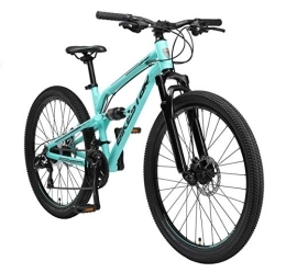 BIKESTAR vélo BIKESTAR VTT en Aluminium, Frein à Disque, 21 Vitesses Shimano, 26 Pouces | Mountainbike Tout Suspension Integral Cadre 16 Pouces | Turquoise
