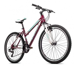 breluxx Vélo de montagnes Breluxx® VTT pour femme 26" avec écran FS en aluminium, bordeaux, turquoise, 21 vitesses Shimano – Fabriqué en UE
