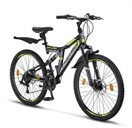 Chillaxx Vélo de montagnes Chillaxx Bike Falcon Premium VTT en 24 et 26 pouces – Vélo pour garçons, filles, femmes et hommes – Frein à disque – 21 vitesses – Suspension complète (26 pouces, frein à disque noir)
