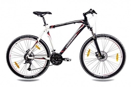 CHRISSON Vélo de montagnes Chrisson VTT 26" tout terrain en aluminium avec 24G Deore noir blanc mat, 53 cm