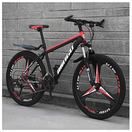 CWZY Vélo de montagnes CWZY VTT de 61 cm pour homme et femme, en acier au carbone, 30 vitesses, tout terrain, VTT avec double frein à disque, 24 vitesses, noir et rouge, 3 rayons