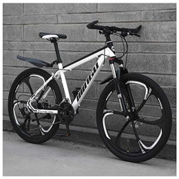 CWZY Vélo de montagnes CWZY VTT de 61 cm pour homme et femme, en acier carbone, 30 vitesses, avec double frein à disque, 30 vitesses, blanc 6 rayons