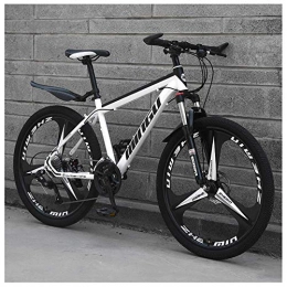 CWZY Vélo de montagnes CWZY VTT de 61 cm pour homme et femme, en acier carbone, 30 vitesses, tout terrain, VTT avec double frein à disque, 30 vitesses, blanc à 3 rayons