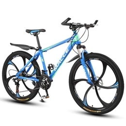 Dsrgwe vélo Dsrgwe VTT, 26” Mountain Bike, Cadre en Acier au Carbone Mountain Bicycles, Double Disque de Frein et Verrouillage de la Fourche Avant (Color : Blue, Size : 21-Speed)