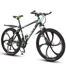 Dsrgwe Vélo de montagnes Dsrgwe VTT, 26” Mountain Bike, Cadre en Acier au Carbone Mountain Bicycles, Double Disque de Frein et Verrouillage de la Fourche Avant (Color : Green, Size : 27-Speed)