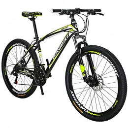 EUROBIKE Vélo de montagnes Eurobike Roues de VTT 27, 5" pour adulte homme et femme 21 vitesses X1 (jaune)