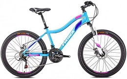 IMBM Vélo de montagnes Femmes Mountain Bikes, 21 à Deux Vitesses Frein à Disque Mountain Trail Bike, Suspension Avant Hardtail VTT, Adulte vélos (Color : 24 inches Blue)
