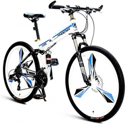 Aoyo vélo Folding Mountain Bikes, 21 vitesses double suspension de vélo Alpine, double frein à disque haute teneur en carbone cadre en acier Bikes Anti-Slip, Femmes d'enfants Hommes de vélos, (Color : White)