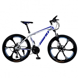 Great Vélo de montagnes GREAT Vélo VTT, VTT X1 21 / 24 / 27 Vitesse Dual Disc Frein 6 Roues De 26 Pouces Vélo De Montagne en Suspension Complète, Acier à Haute Teneur en Carbone(Size:21 Speed, Color:Blue)