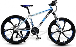 HCMNME vélo HCMNME Vélo de Montagne, Vélo de 26 Pouces VTT à Six coupeurs Cadre en Alliage avec Freins à Disque (Color : White Blue, Size : 21 Speed)