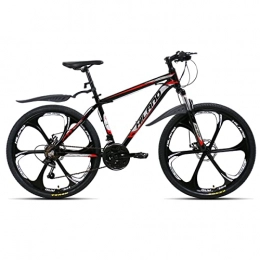 Hiland Vélo de montagnes Hiland VTT 26 pouces avec cadre en aluminium 17 pouces - Frein à disque - Fourche à suspension - 6 rayons - Vélo pour adolescent - Vélo monsieur femme noir et rouge