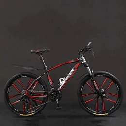 HongLianRiven Vélo de montagnes HongLianRiven Vlo BMX, 26 Pouces 21 / 24 / 27 / 30 Vitesse Mountain Bikes, Hard Tail Vlo de Montagne, vlo lger avec sige rglable, Double Disque de Frein 7-14 (Color : Black Red, Size : 30 Speed)