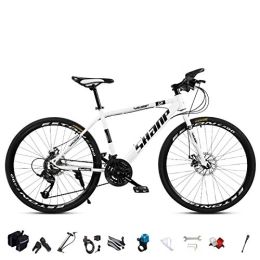 JIAODIE vélo JIAODIE Vélo de route pour homme / femme, 24 / 66 cm, arrière rigide, VTT avec 21 vitesses, acier à haute teneur en carbone, double frein à disque, blanc, 66 cm