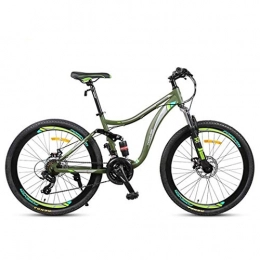 JLQWE vélo JLQWE Vélo VTT VTT, 26 Pouces Cadre en Acier Au Carbone Hommes / Femmes Vélos Semi-Rigide, Double Disque Et Frein La Pleine Suspension, 24x (Color : Green)