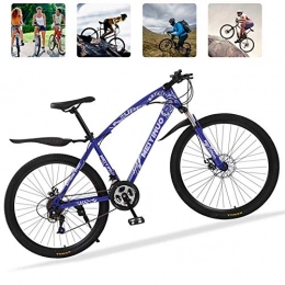 KaiKai vélo KaiKai M-Top 26" Hybride VTT 21 Vitesses vélos avec Freins à Disque, Fourche à Suspension, Route en Acier au Carbone vélo for Hommes / Femmes, Rouge, 3 Rayons (Color : Blue, Size : 30 Spokes)