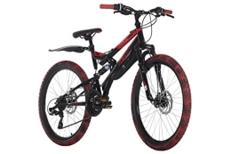 KS Cycling Vélo de montagnes KS Cycling VTT Fully 24'' Crusher Noir / Rouge RH 41 cm Adulte Unisexe, 24 Zoll