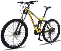 LBWT Vélo de montagnes LBWT Vélo de Montagne 24 / 27, vélo Pliante Unisexe, Cadre en Alliage d'aluminium de 26 Pouces, Double Suspension VTT, avec Frein à Double Disque (Color : Yellow, Size : 24 Speed)
