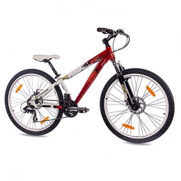 Leader vélo Leader 26" VTT VLO Dirt Enfant Junior Adulte Edge Cadre Aluminum ALU 21 Vitesses Shimano Blanche Rouge (WR) - 66, 0 cm (26 Pouces)