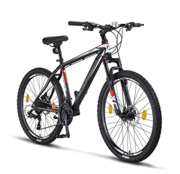 Licorne Bike Vélo de montagnes Licorne Bike Diamond Premium VTT en aluminium pour garçons, filles, hommes et femmes - 21 vitesses - Frein à disque - Fourche avant réglable (26, noir)