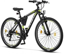 Licorne Bike vélo Licorne Bike Vélo VTT Haut de Gamme, pour Filles, garçons, Hommes et Femmes, avec dérailleur à 21 Vitesses, Garçon, Noir / Citron Vert (Freins V), 29 Pouces