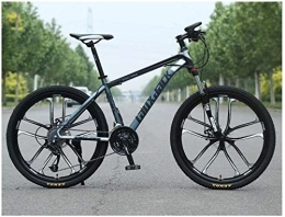 FMOPQ vélo Mountain Bike High Carbon Steel Front Suspension Frame Mountain Bike 27 Speed Gears Outroad Bike with Dual Disc Brakes Gray