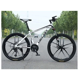 FMOPQ Vélo de montagnes Mountain Bike High Carbon Steel Front Suspension Frame Mountain Bike 27 Speed Gears Outroad Bike with Dual Disc Brakes White