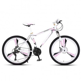 ndegdgswg vélo ndegdgswg VTT 61 cm / 66 cm, pour femme, blanc et rose, une roue, double frein à disque, vélo de course, 24 pouces, cadre en alliage d'aluminium, 3 roues blanches, rose