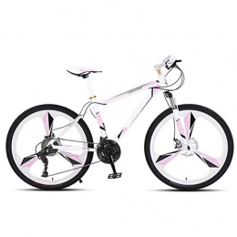 ndegdgswg vélo ndegdgswg VTT 61 cm / 66 cm, pour femme, blanc, rose, une roue, double frein à disque, vélo de course 66 cm, 24 vitesses, cadre en acier à haute teneur en carbone, trois roues, blanc-rose