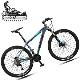 YWARX vélo NENGGE 27.5 Pouces Vélo VTT 30 Vitesses pour Adulte Homme Femme, Suspension Avant Vélo de Montagne avec Frein à Disque Hydraulique, Alliage D'aluminium Véhicule Tout Terrain, Gray Blue