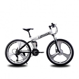 CZA Vélo de montagnes Pliable VTT 27 Vitesses, VTT avec 3 vélos Cutter Wheel Double Disque amortissante pour Adultes, Blanc, 24 inch