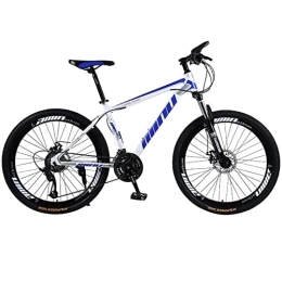 QCLU vélo QCLU 26 Pouces vélo avec fourches de Suspension et éclairage 21 Vitesses Shimano Freins à Disque VTT Semi-Rigide, Trekking Vélo Hommes Vélo Filles vélo, VTT Full Suspension (Color : Blue)