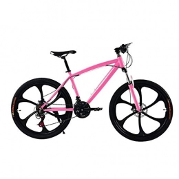 RSJK vélo RSJK Adult Mountain Bike Fashion Solid Color Mountain Bike 26" 21 / 24 / 27 Variable Speed One Wheel Shock Absorber Front Two Disc Brake@Rose 6 Couteau Un_24 Vitesses 26 Pouces