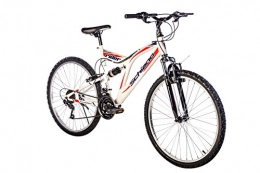 SCH Rider Full Suspension Shimano Vélo Homme, Blanc/Rouge, Taille 26"