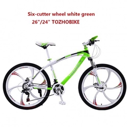 Seesaw vélo Seesaw 21 / 24 / 27 / 30 Speed Bike, Double Frein Disque VTT Vlo, Adulte Hommes et Femmes Vitesse Variable vlo, tudiants Hors Route VTT, Green 24 inches, 30 Speed